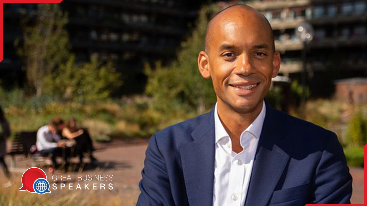 Chuka Umunna hire sought- after keynote speaker book at agent Great Business Speakers.