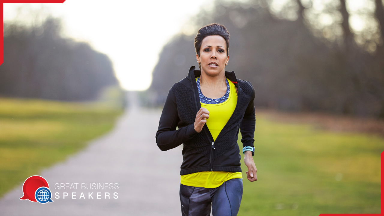 Dame Kelly Holmes hire legendary femal Olympian speaker book at agent Great Business Speakers.