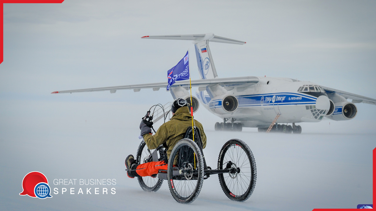 Darren Edwards hire record- breaking disabled adventurer speaker book at agent Great Business Speakers