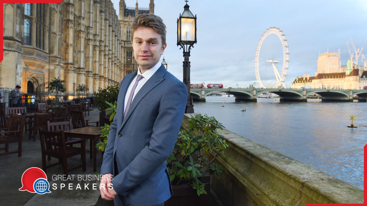 David Saddington hire young British environmentalist and climate change influencer speaker book at agent Great Business Speakers.