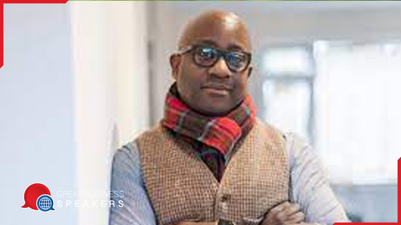 Kunle Barker hire broadcaster speaker book at agent Great Business Speakers.