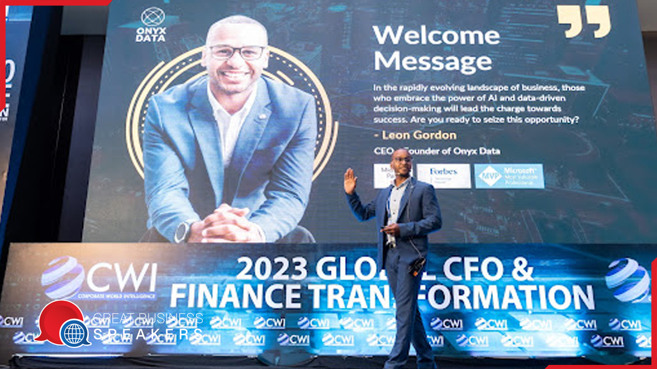 Leon Gordon hire leader in AI speaker book at agent Great Business Speakers.