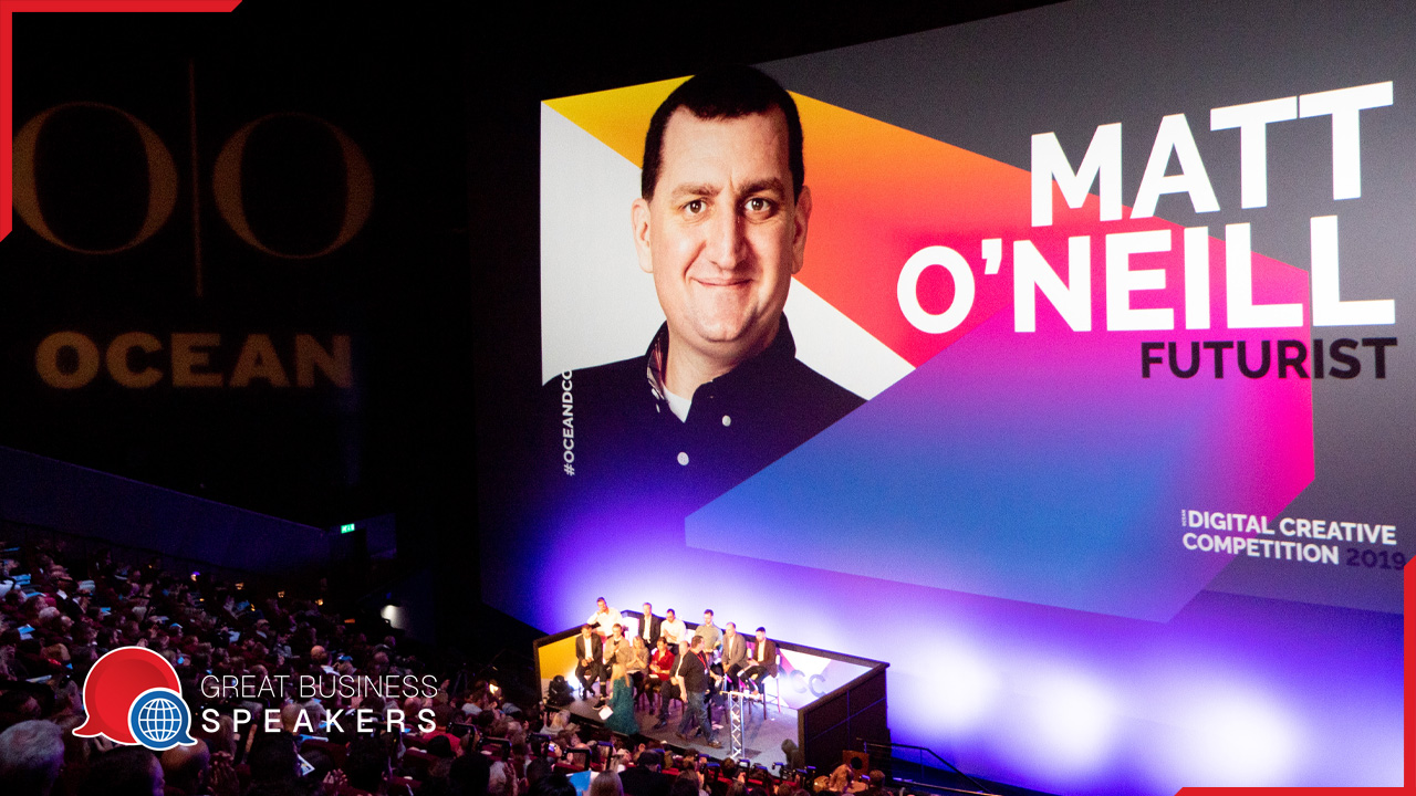 Matt O'Neill hire futurist speaker book at agent Great Business Speakers
