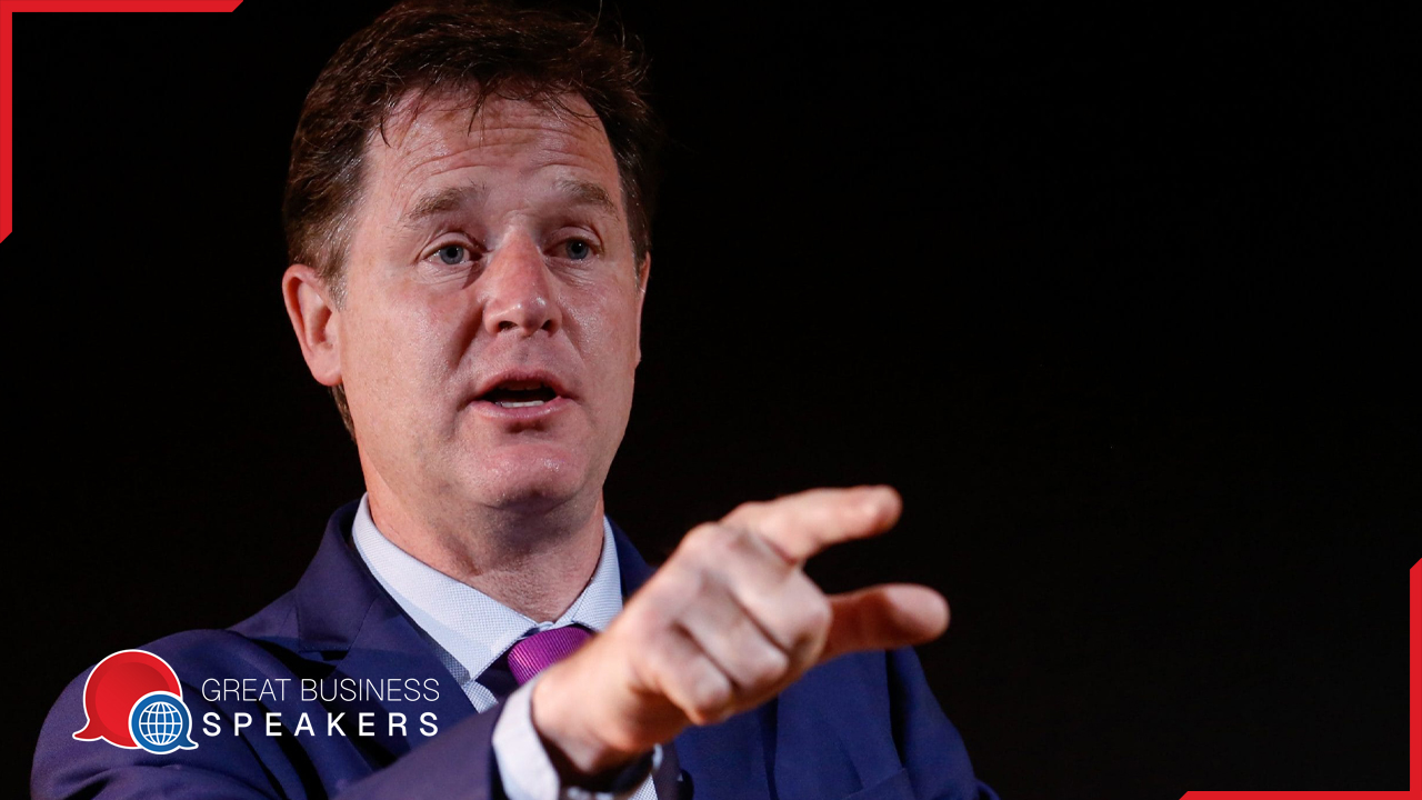 Sir Nick Clegg hire leadership speaker book at agent Great Business Speakers