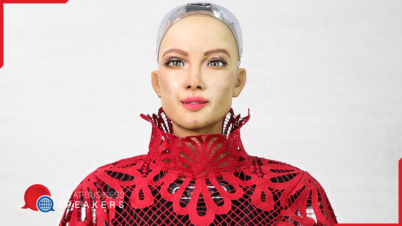 Sophia the robot hire Human Robotics speaker book at agent Great Business Speakers